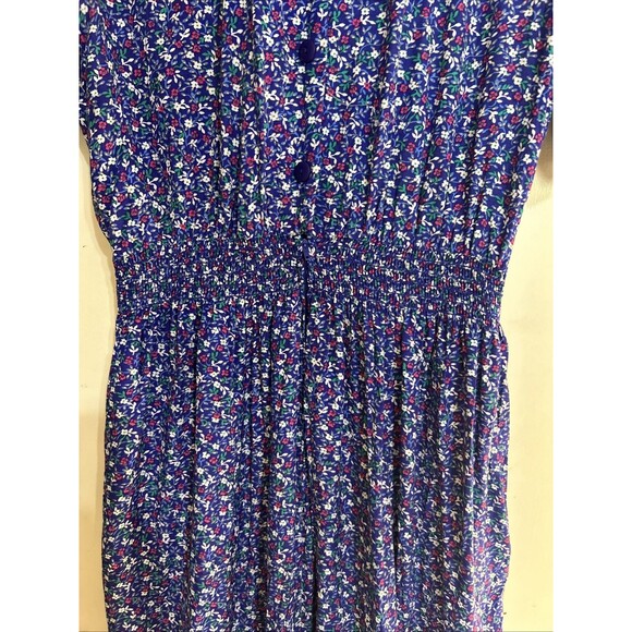 Karin Stevens Petites Womens Maxi Dress Size 12 Blue Floral Short Sleeve - Picture 6 of 9